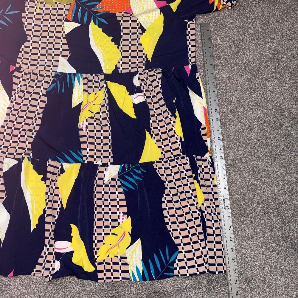 Women's Colorful Vibrant Tropical & Geometric Checkered Pattern Tunic Dress 2XL - Picture 4 of 12